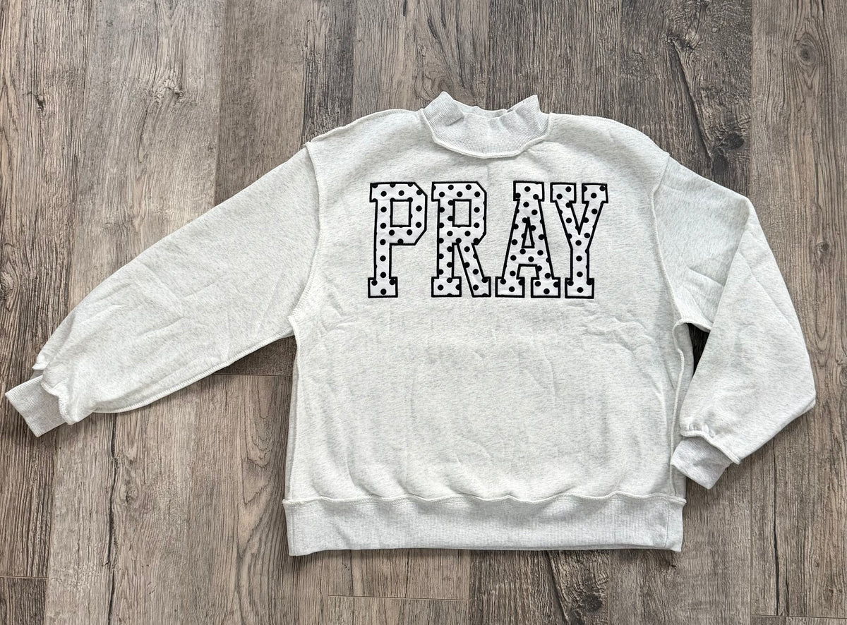 PRAY Polka dot embroidered Mock neck sweatshirt