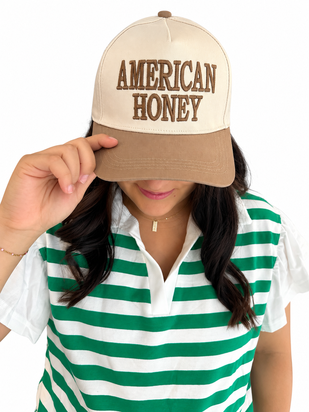 “AMERICAN HONEY” Ash mocha canvas cap