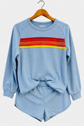 Blue pullover and short 2 pcs casual set