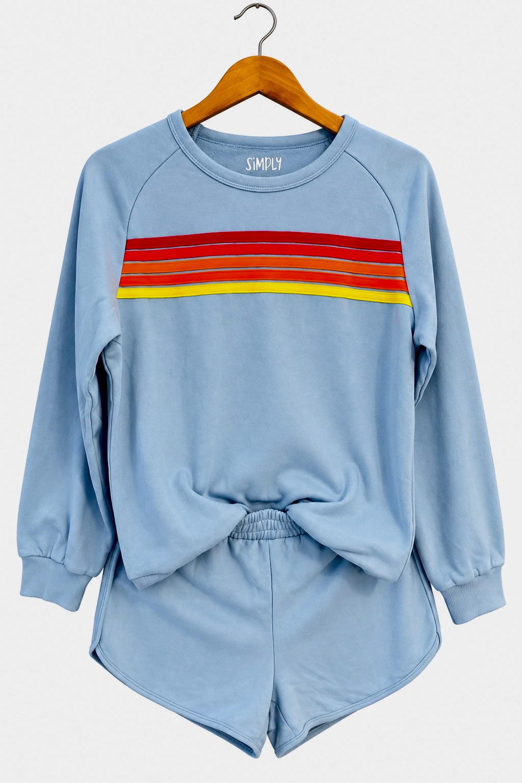 Blue pullover and short 2 pcs casual set