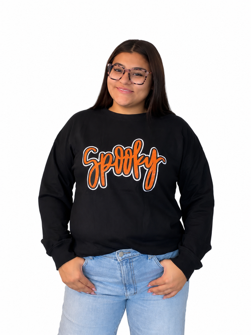 Black spooky rhinestone graphic sweatshirt
