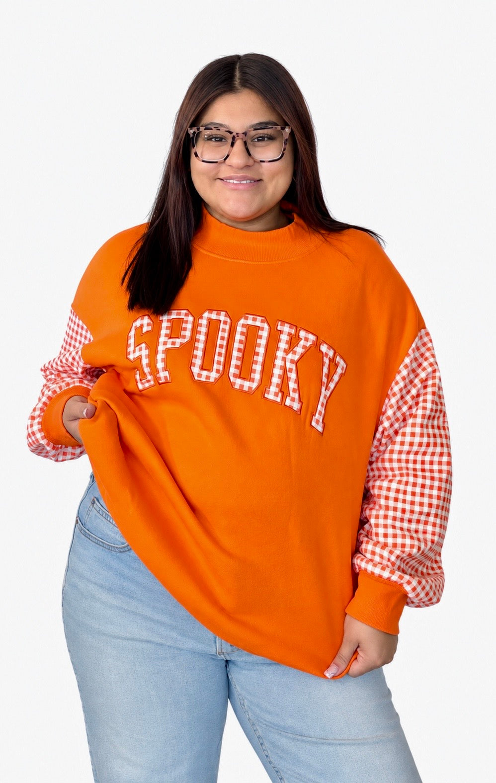 Plaid sleeve oversized sweatshirt