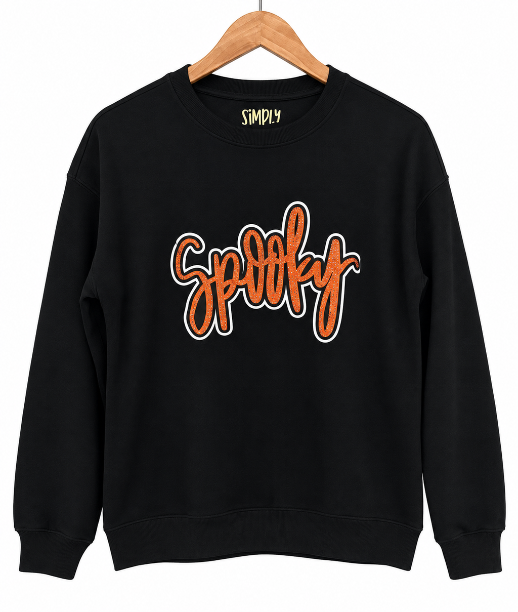 Black spooky rhinestone graphic sweatshirt